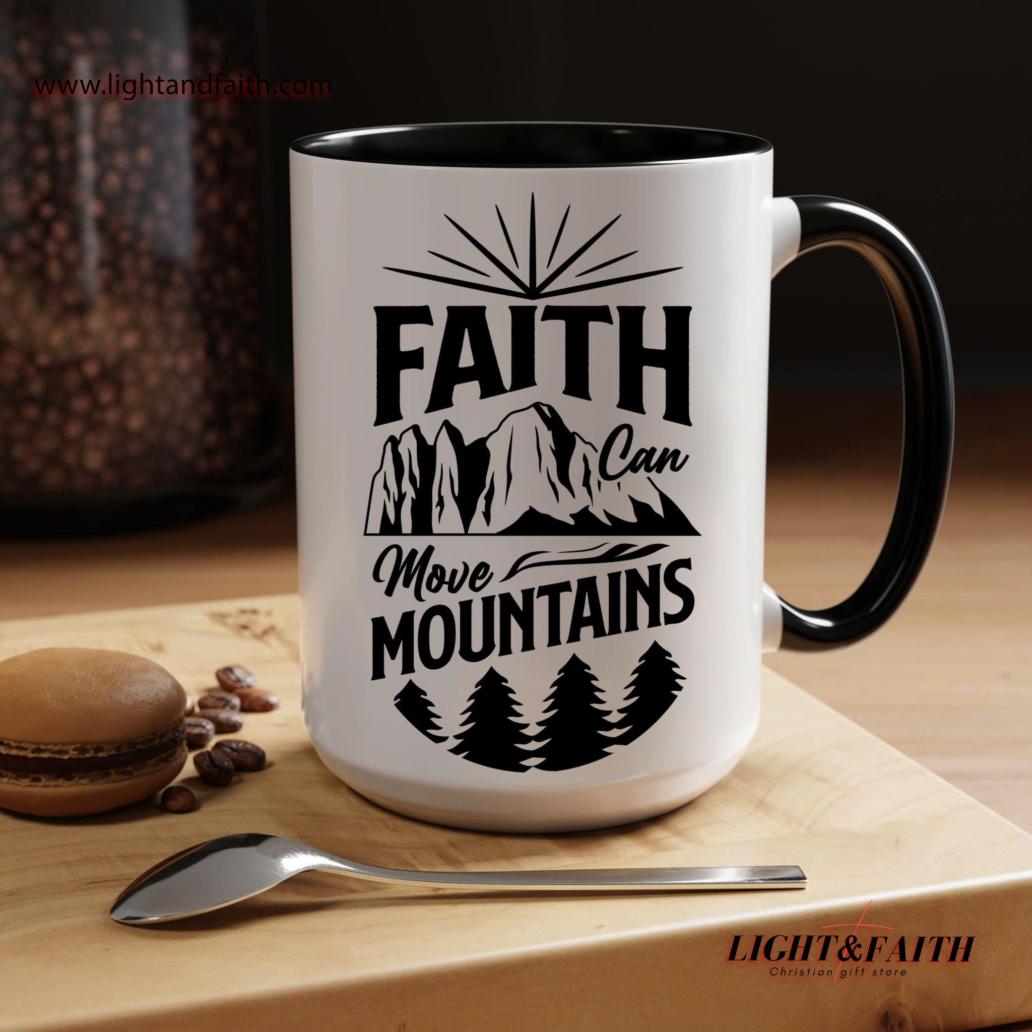 Faith Can Move Mountains Mug – Christian Bible Verse Coffee Cup, Encouraging Faith-Based Gift MULAF53